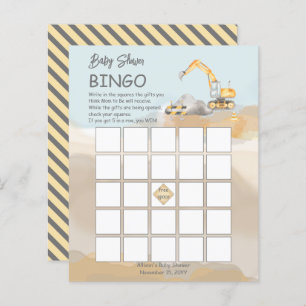 Bouwgraafmachine Boy Baby shower Bingo Kaart