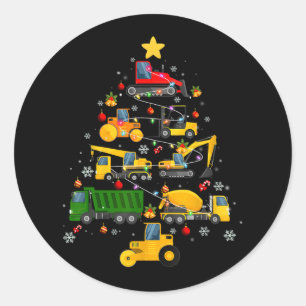 Bouwgraafmachine Kerstboom voor jongens meisje Ronde Sticker