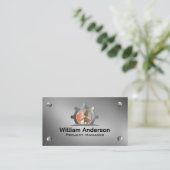 Bouwgraafmachine Logo | Metaalschroeven Visitekaartje (Staand voorkant)