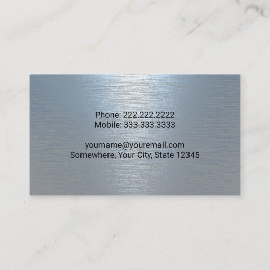 Bouwgraafmachine Operator Blauw metaal Visitekaartje (Achterkant)