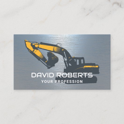 Bouwgraafmachine Operator Blauw metaal Visitekaartje (Voorkant)