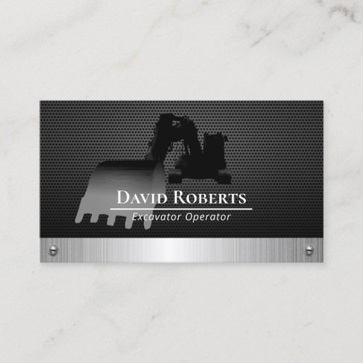 Bouwgraafmachine Plant operator zwart metaal Visitekaartje (Voorkant)