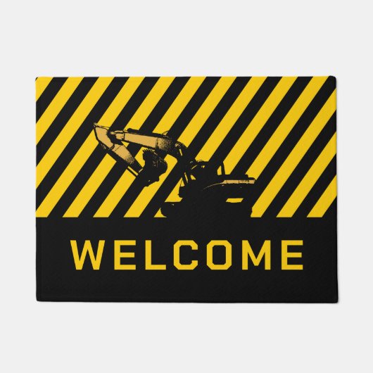Bouwgraafmachine Zware apparatuur Welkom Deurmat (Voorkant)