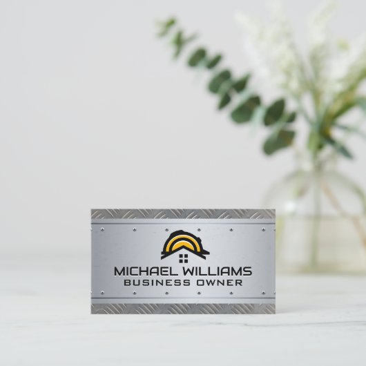 Bouwhelm | Onroerend goed | Staal Metaal Visitekaartje (Staand voorkant)