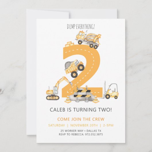 Bouwjaar Verjaardag Uitnodiging 2e verjaardag (Voorkant)