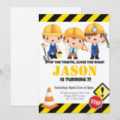 Bouwkinderen Birthday Party Kaart (Voorkant / Achterkant)