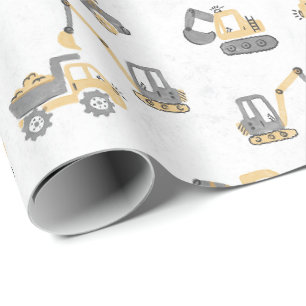 Bouwkraan Baby Jongen graafmachine Cadeaupapier