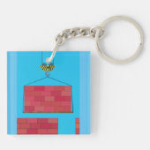 Bouwkraan Hefbakstenen muur Sleutelhanger (Achterkant)