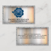 Bouwmachine | Versnellingen | Metalen Achtergrond Visitekaartje (Voorkant / Achterkant)