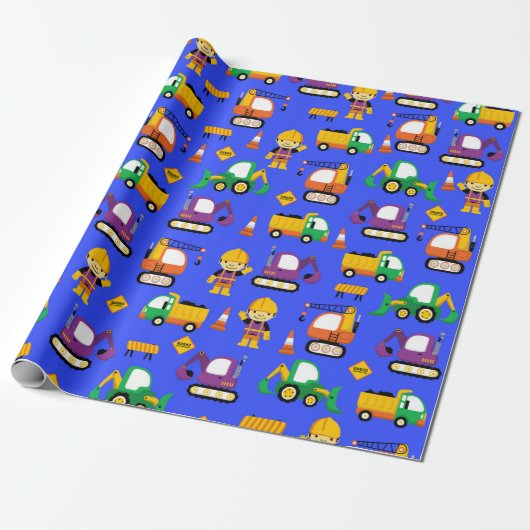 Bouwmachines Cadeaupapier (Uitgerold)