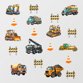 Bouwmachines Raamsticker (Vel)