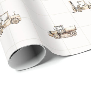 Bouwmachines zwaar materieel beige cadeaupapier