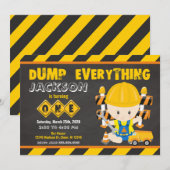 Bouwnijverheid 1e verjaardag Uitnodigingskarton Kaart (Voorkant / Achterkant)