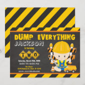 Bouwnijverheid 2e verjaardag Uitnodigingskarton Kaart (Voorkant / Achterkant)