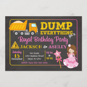 Bouwnijverheid en Prinses Joint Birthday Invitatio Kaart