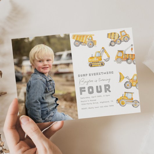 Bouwnijverheid Foto 4th Birthday Invitation Kaart