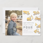 Bouwnijverheid Foto 4th Birthday Invitation Kaart (Voorkant)