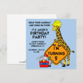 Bouwnijverheid Giraffe Birthday Kaart (Voorkant / Achterkant)