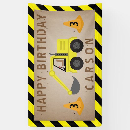 Bouwnijverheid graafmachine spandoek (Verticaal)