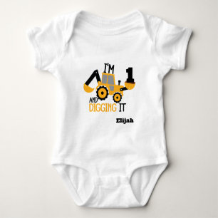 Bouwnijverheid Happy Birthday graven het Leeftijd  Romper