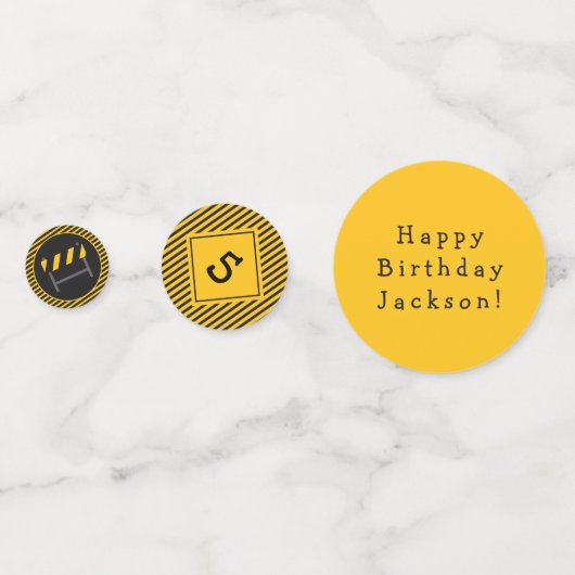 Bouwnijverheid Happy Birthday - Naam en Leeftijd j Confetti (Achterkanten)