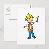 Bouwnijverheid met Hammer Briefkaart (Voorkant / Achterkant)