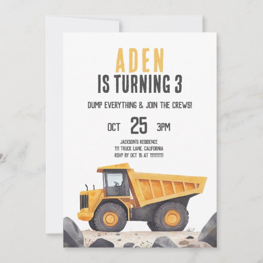 Bouwnijverheid Theme Birthday Invitation Bedankkaart (Voorkant)
