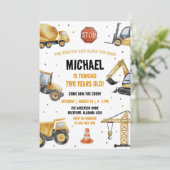 Bouwnijverheid Theme Birthday Invitation Kaart (Staand voorkant)