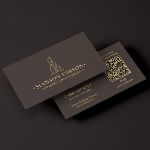 Bouwondernemer Minimal Espresso QR-code Visitekaartje