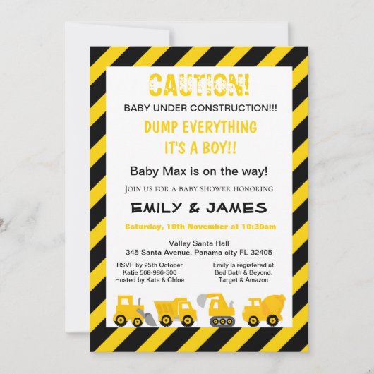 Bouwonuitnodiging, Baby Shower, Verjaardag Kaart (Voorkant)