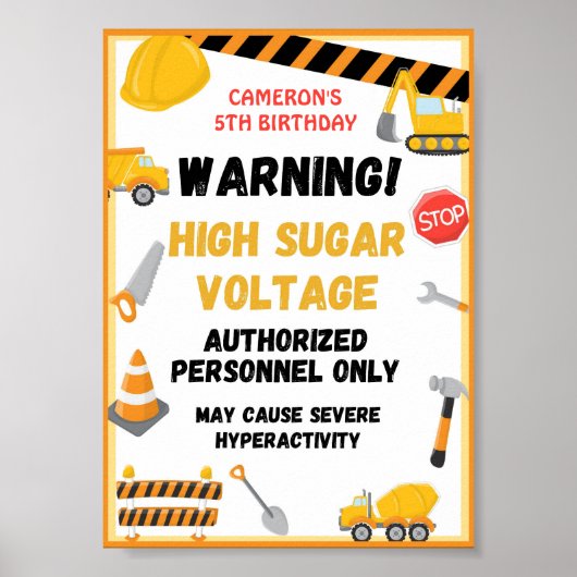 Bouwpartijteken, geboortedag, Baby shower Pos Poster (Voorkant)
