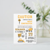 Bouwparty verjaardagsfeestje briefkaart (Staand voorkant)