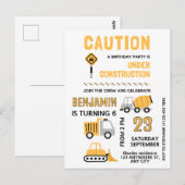 Bouwparty verjaardagsfeestje briefkaart (Voorkant / Achterkant)