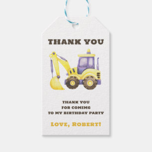 Bouwpers Graafmachine Verjaardagsfeestje Cadeaulabel