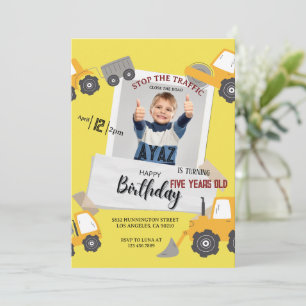 Bouwpersdump Truck Feest Jongen Verjaardag  Kaart
