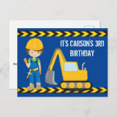 Bouwpersoneelsvoertuig Jongens Aangepaste Verjaard Briefkaart (Voorkant / Achterkant)