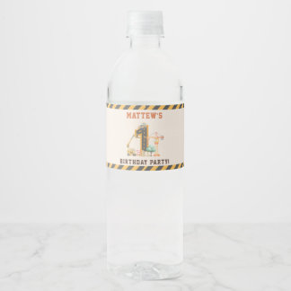 Bouwpick-up verjaardagsfeestje waterfles etiket