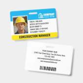 Bouwplaats ID Logo Barcode Blauwe Sjabloon Badge (Front & Back)