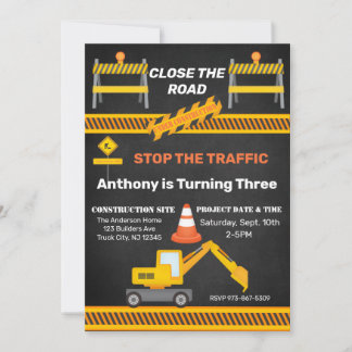Bouwplaats Sluiten De Weg Kinderen Verjaardag Kaart