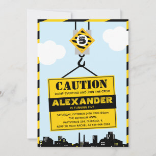 Bouwplaats Waarschuwingsbord Jongens Verjaardagsfe Kaart