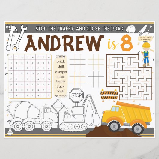 Bouwplacemat, kraanactiviteitsblad (Voorkant)