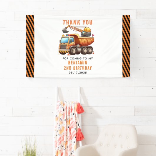 Bouwploegen Dump Truck 2e verjaardag Spandoek (Insitu)