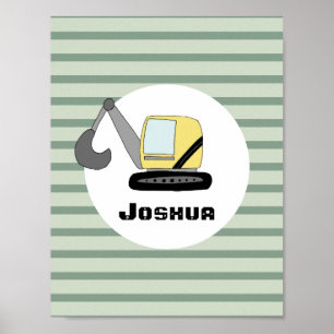 Bouwspeelgoed Graafmachine Graafmachine en Naam Ki Poster