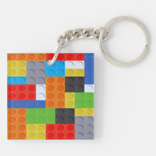 Bouwsteen baksteen blauw groen rood sinaasappel ge sleutelhanger