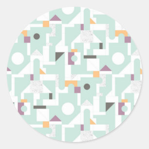 Bouwstenen - blauw ronde sticker