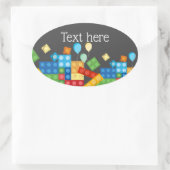 bouwstenen, blok, speelgoed steen ovale sticker (Tas)