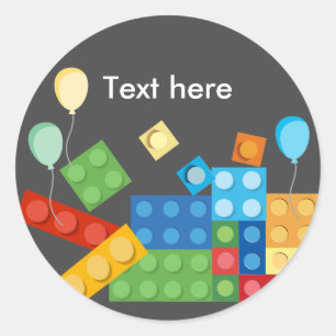 bouwstenen, blok, speelgoed steen ronde sticker