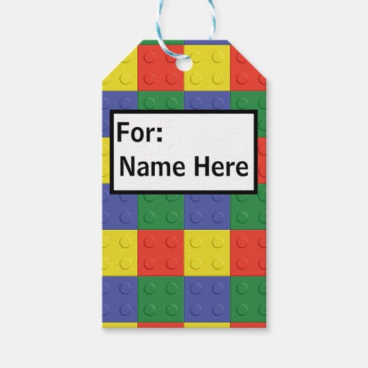 Bouwstenen en bakstenen Naam Tag Cadeaulabel (Voorkant)