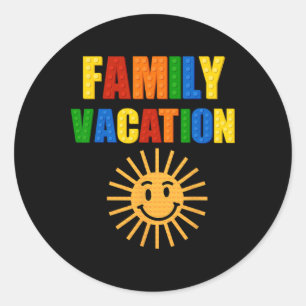 Bouwstenen Familie Vakantie Matching Block Bui Ronde Sticker