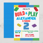 Bouwstenen Jongen 2e Verjaardag Speelgoed Kaart (Voorkant / Achterkant)